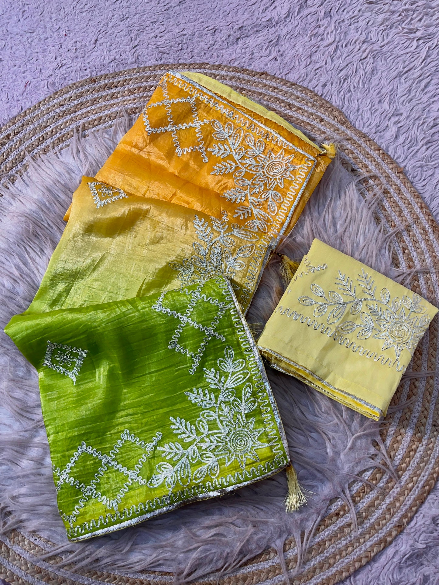 Soft Crush Padding Saree with Ribbon Gotapatti Work